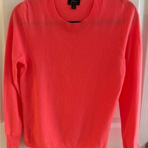 J. Crew Vibrant Coral Crew Neck Cashmere Sweater Size S
